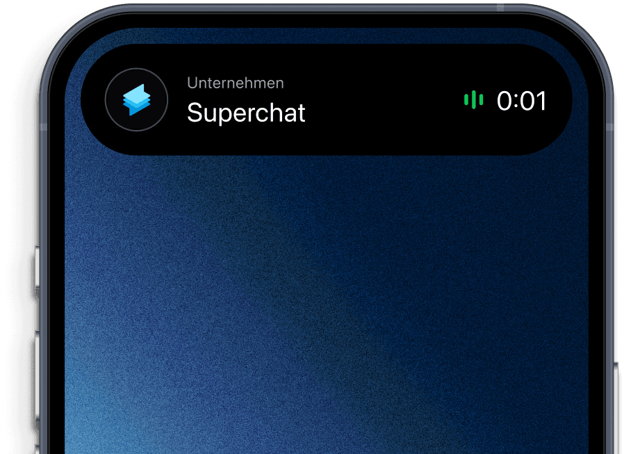 Anrufansicht des Superchat KI-Agenten auf einem iPhone