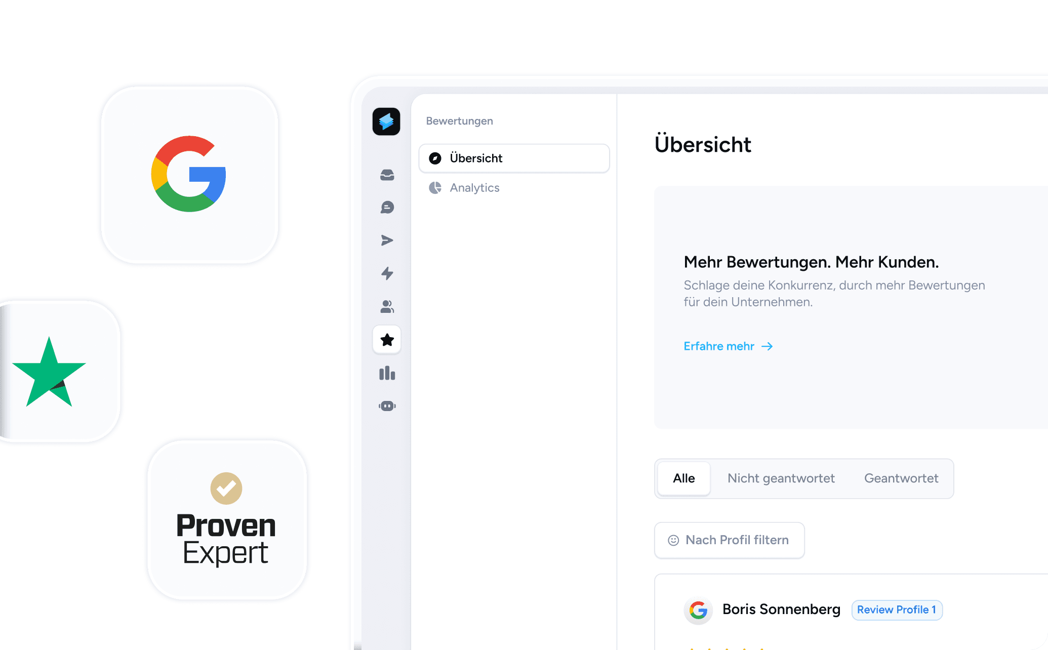 Mehr 5-Sterne-Bewertungen auf Google