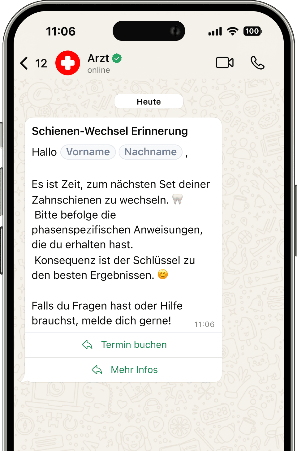WhatsApp Newsletter für Behandlungsinformationen